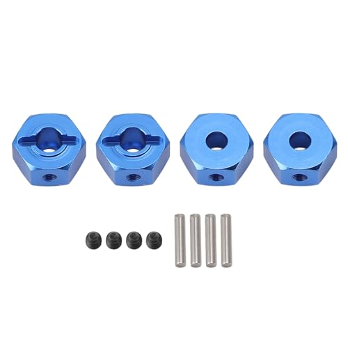 Bognajin 4 Stück professioneller 12-mm-Rad-Sechskant-Nabenadapter aus Aluminiumlegierung für RC-Autos, verbessert Leistung und Stabilität, einfache Installation, hoch, passend für 1/10 (Blue) von Bognajin