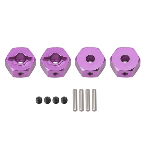 Bognajin 4 Stück professioneller 12-mm-Rad-Sechskant-Nabenadapter aus Aluminiumlegierung für RC-Autos, verbessert Leistung und Stabilität, einfache Installation, hoch, passend für 1/10 (Purple) von Bognajin