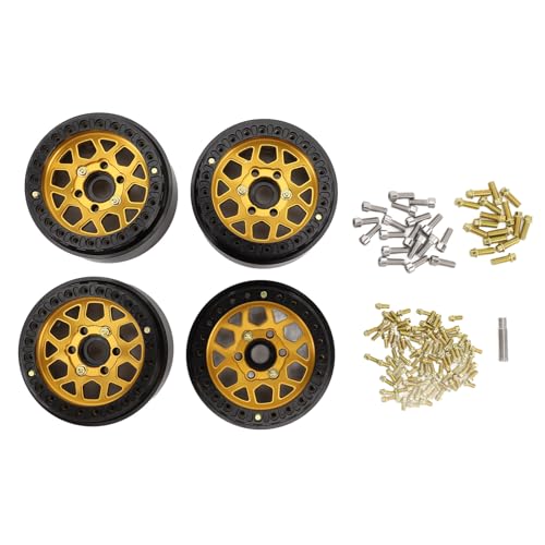 Bognajin 4pcs 1,9 -Zoll -Aluminium -Legierungs -Beadlock -Rad -Hubs, Pentagonal Dreieckslöcher Design, Ersatz für RC -Auto mit 1/10 Skala, Verbesserung der Visualität und Leistung von Bognajin