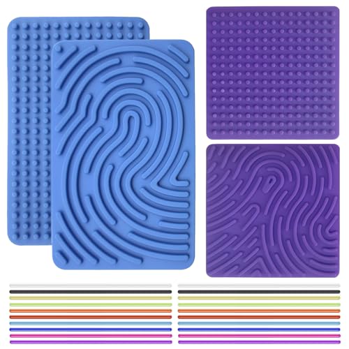 Bogoro Sensory Fidget Board,Sensorik Activity Spielzeug,Kinder Silikon Sensorik Spielzeug,Silikon Sensorik Spielzeug Fidget Toys für Kinder für Kinder ab 3 Jahr Erwachsene, mit 11 Zubehör Schnüren von Bogoro