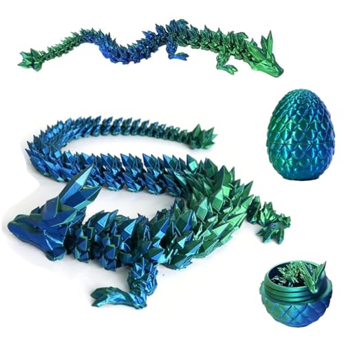 Bogoro 3D Gedruckter Drache,Voll Beweglicher Drache Kristalldrache,Bewegliches Flexibles Drachenspielzeug,Geeignet FüR BüRodekoration, Geschenkspielzeug FüR Erwachsene Und Kinder (LasergrüN) von Bogoro