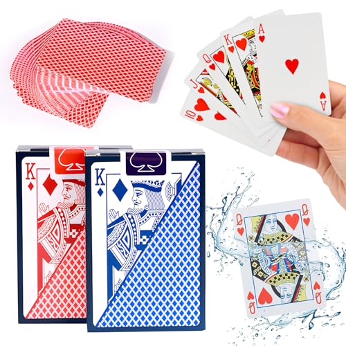 Bogoro Plastik Standard Spielkarten,2 Kartendecks,Pokerkarten Plastik Kartenspiel,Kartendeck Pokerkarten Plastik,Professionelle Plastik Pokerkarten für Blackjack, Canasta Kartenspiel von Bogoro