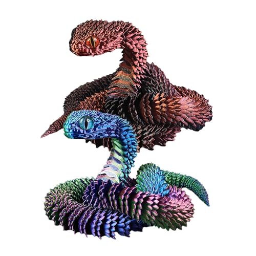 2X Gedruckte Schlangen Kreative Gedruckte Flexible Zappelschlangen Figur Spielzeug, 3D -gedruckte Schlange Flexible 3D-gedruckte Zappelschlange, Realistische 3D-gedruckte Schlange Schlangenornament von Bohany