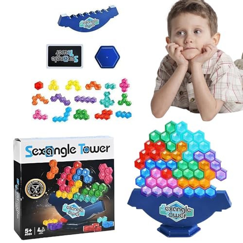 Bohany Balance Stacking Game, Tower Balance Toy - Hexagonale Bausteine ​​Rätsel,STEM -Spielzeug für Kinder und Erwachsene, Lernaktivitäten für Familienspiele Lernen von Bohany