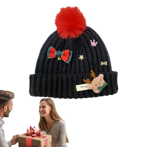 Bohany Gestrickte Weihnachtsmütze,Weihnachtswintermütze,Unisex gestrickte Urlaubsbeanie - Winterstrickmütze, Wollmütze, Weihnachtsmütze für Neujahrspartys von Bohany