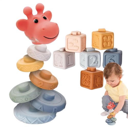 Bohany Stapelblöcke für Kinder, Balance Stacking Block Game, Bunte tiergeformte Sortierblöcke, Multifunktionaler Tabletop-Bauen-Spiele-Bildungslernboard für Kinder, Erwachsene, Erwachsene von Bohany