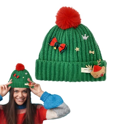 Bohany Weihnachtsmützen für Erwachsene, Weihnachtsmütze | Unisex gestrickte Urlaubsbeanie - Winterstrickmütze, Wollmütze, Weihnachtsmütze für Neujahrspartys von Bohany