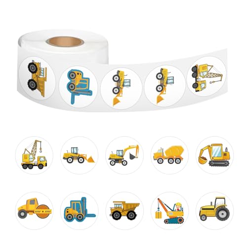 500 Stück 12 Muster Baustelle Aufkleber für Kinder Bagger Sticker Basteln Fahrzeug Traktor Sticker für Kinder Kinder Bagger Aufkleber Sticker Auto 3D Sticker Deko für Kindergeburtstag Flasche Laptop von Bohrma