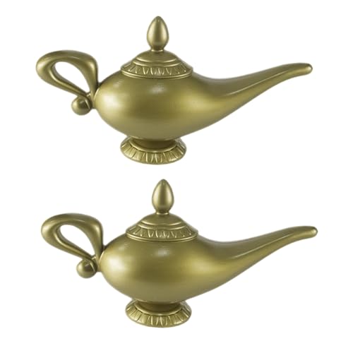 Bohue 2 Stück Gold Genie Magische Lampe Vintage Legende Aladdin Magische Lampe Arabisches Thema Verkleidung Halloween Cosplay Zubehör für Party von Bohue