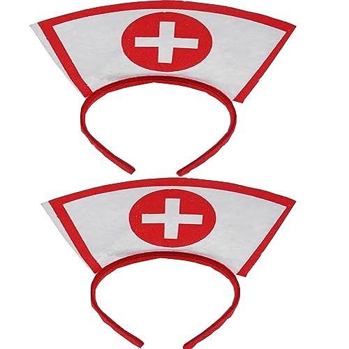 Bohue 2 Stück Halloween Krankenschwester Hut Stirnband Krankenschwester Hut Kopfbedeckung Party Kostüm Outfit Krankenschwester Dressing Up Requisiten für Halloween Karneval Maskerade von Bohue