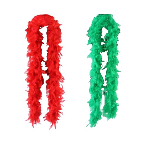 Bohue 2 x Weihnachtsfederboa, flauschige Federboa, Weihnachtsgirlande, Federboa, Party-Zubehör für Halloween, Weihnachten, Hochzeit, Tanzparty (40 g, 200 mm) von Bohue