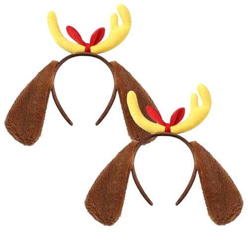 Bohue Hirschgeweih-Stirnband mit Hundeohren, Welpen-Hundeohren, Stirnbänder, Rentiergeweih, Stirnband, Weihnachtsfeier, Gastgeschenke für Männer und Frauen, 2 Stück Bohue Hirschgeweih-Stirnband mit Hundeohren, Welpen-Hundeohren, Stirnbänder, Rentiergeweih, Stirnband, Weihnachtsfeier, Gastgeschenke für Männer und Frauen, 2 Stück von Bohue