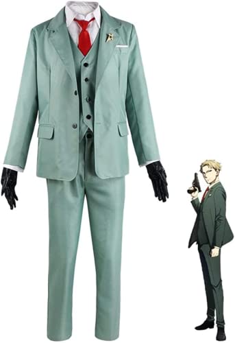 7 Stück Anime Spy X Family Twilight Cosplay Kostüm für Erwachsene Kleider Halloween Anzug Uniform Outfits (Anya Forger,3XL) von Bokerom