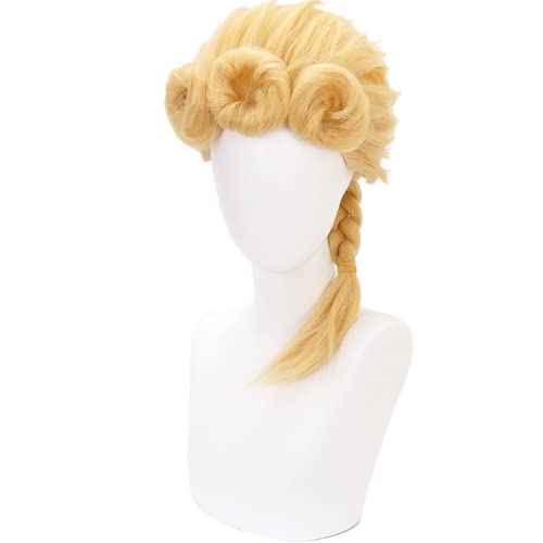 Anime Cosplay Kostüm Perücke, JoJo's Bizarre Adventure Perücke, Golden Wind Wig, Jolyne Cujoh Golden/Giorno Giovanna Gold Braid Hair mit Gratis Perückenkappe, für Halloween, Party, Karneval von Bokerom