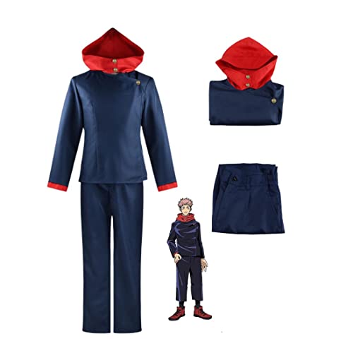 Anime Jujutsu Kaisen Itadori Yuji Cosplay Kostüm Kimono Uniform Outfit Halloween Party Anzug (Blue,L) von Bokerom