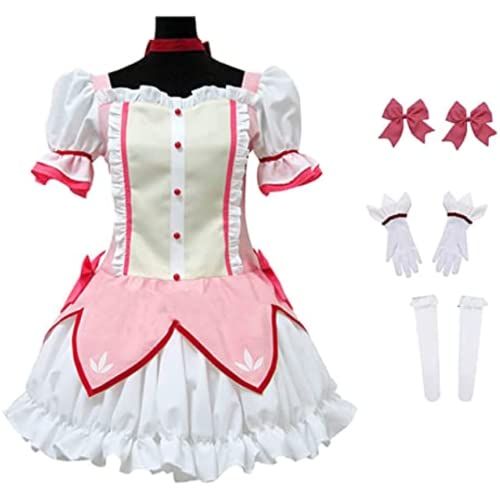 Anime Kaname Madoka Akemi Homura Cosplay Kostüm Uniform Kleid Set Halloween Party Maskerade Outfit (Kaname Madoka,XS) von Bokerom