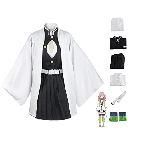 Bokerom Anime Cosplay Demon Slayer Kostüm für Kanroji Mitsuri Outfit Halloween Party Kimono Maid Kleid Uniform (Mitsuri,3XL) von Bokerom