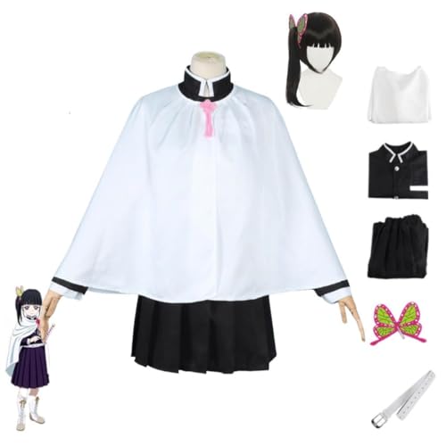 Bokerom Anime Demon Slayer Tsuyuri Kanao Cosplay Outfit Halloween Party Kimono Uniform + Perücke (Full Set,140) von Bokerom