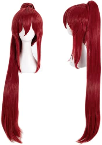 Anime Erza Scarlet Cosplay-Perücke für Fairy Tail, lange Pferdeschwanz-Perücke, rot, mit gratis Perückenkappe, für Halloween Kostüm party, Anime-Show, Cosplay-Event von Bokerom