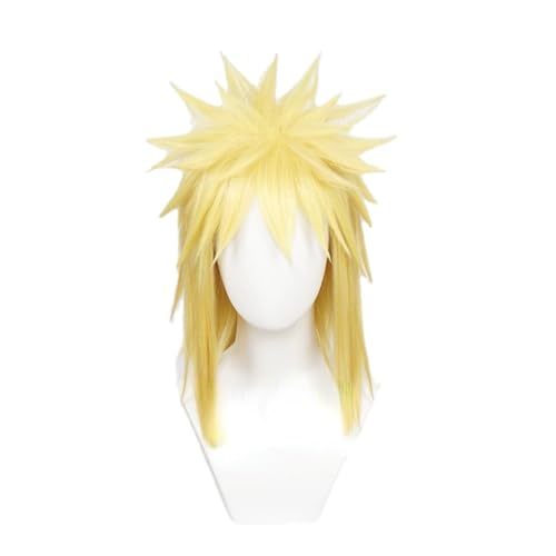 Anime Namikaze Minato Cosplay Perücke, Gelbe Flauschige Haar Perücken Rollenspiel Perücken Mit Perücke Cap, Für Halloween Karneval Kostüm Party von Bokerom