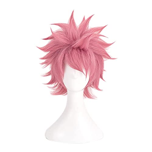 Bokerom Anime Natsu Dragneel Cosplay-Perücke für Fairy Tail, Kurze rote Perücke mit gratis Perückenkappe, für Halloween Kostüm Party, Anime-Show, Cosplay-Event von Bokerom