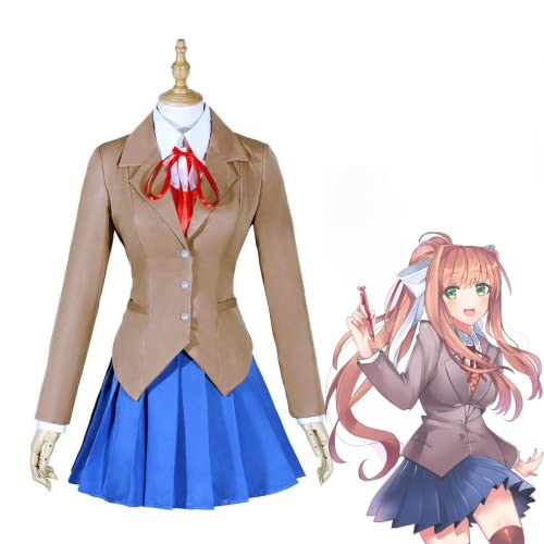 Damen Anime Cosplay Kostüme Doki Doki Literatur Club Sayori Yuri/Natsuki/Monika/Kleid JK Uniform Faltenrock Schuluniformen Outfit (Brown,S) von Bokerom