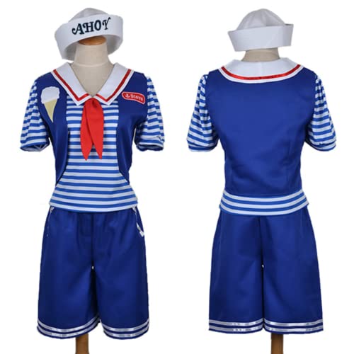 Damen Robin Ahoy Sailor Kostüm Cosplay Halloween Party Uniform Set (Blue,3XL) von Bokerom