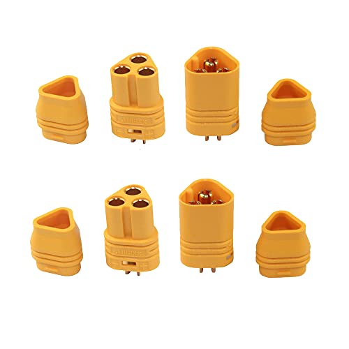 Boladge 2 Paar MT60 3 Pole 3.5mm Bullet Kugelstecker Männliche Buchse Adapter RC Stecker ESC zu Motor Anschluss Set (2 Paar MT60) von Boladge