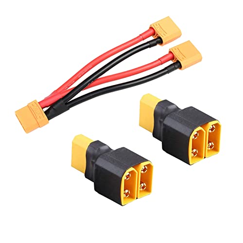 Boladge 2 Stück XT90 Parallele Stecker Adapter Splitter und 1 Stück XT90 Parallele Stecker Adapter Kabel RC 1-Buchse zu 2-Männlich Steckverbinder für Quadcopter Multirotor RC Lipo Batterie von Boladge