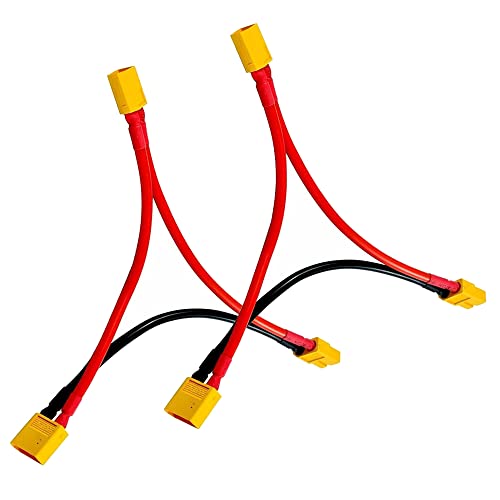 Boladge 2 Stück XT60 Serielle Serien Anschluss Stecker 1-XT60 Buchse auf 2-XT60 Männlich Adapter Kabel 10CM 12AWG für RC Lipo-Akkus von Boladge