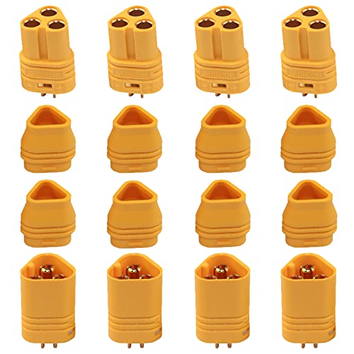 Boladge 4 Paar MT60 3 Pole 3.5mm Bullet Kugelstecker Männliche und Buchse Adapter RC Stecker ESC zu Motor Anschluss Set (4 Paar MT60) von Boladge