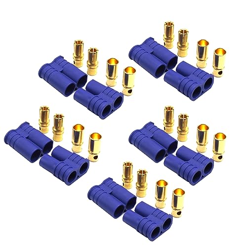 Boladge 5 Paar EC8 Batteriestecker Vergoldet 8.0mm Männlich und Buchse Bananenstecker Rundstecker für RC ESC LIPO Batterie Gerät Elektromotor von Boladge