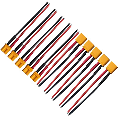 Boladge 5 Paar XT30 Männlich Stecker und Buchse Steckverbinder Adapter Kabel mit 15CM 16AWG Silikonkabel für RC LiPo Akku FPV Drone von Boladge