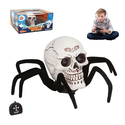 Ferngesteuertes Spinnenspielzeug, gruselige Tarantula Schädel Elektrisches Spielzeug, gruseliges RC Spider Streichspielzeug mit Hellen Augen Super gruseliges Halloween Decor -Spielzeug (1 Stück) von Bolam