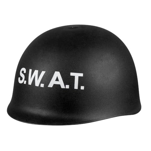 Boland 01403 - Helm S.W.A.T., Innenumfang 62 cm, mit Schaumstoff-Ring, Special Force, Schwarz-Weiß, Kopfbedeckung, Uniform, Kostüm, Karneval, Mottoparty von Boland