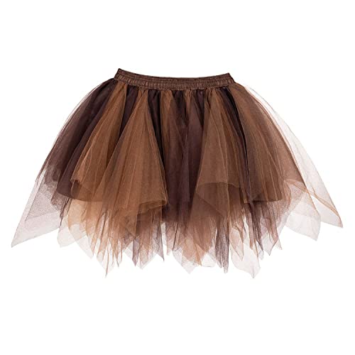 Boland 01769 - Premium-Petticoat, Braun-Taupe, 3-lagiger Rock, dehnbarer Bund, Mini-Rock aus Tüll, Steampunk, Kostüm, Karneval, Mottoparty von Boland