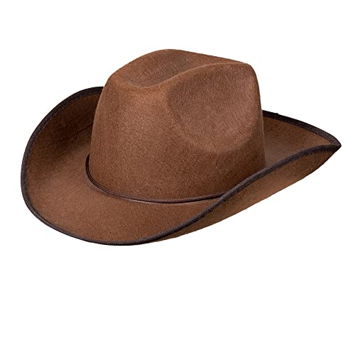 Boland 04097 - Hut Cowboy, Braun, mit Hutschnur, Filz, Ranger, Wild West, Westernhut, Accessoiree, Karneval, Halloween, Fasching, Mottoparty, Verkleidung, Theater von Boland