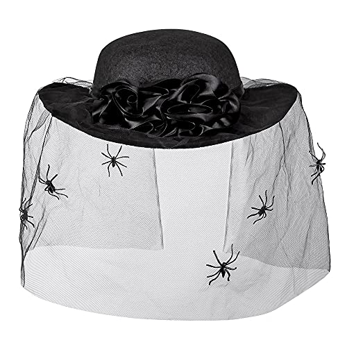 Boland 04120 - Hut für Damen, Schwarze Witwe, Hexenhut für Frauen, Kopfbedeckung für Faschingskostüme oder Halloween, Kostüm Zubehör von Boland