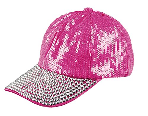 Boland - Mütze Bling, für Frauen und Männer geeignet, Basecap mit Pailletten, Glitzer, Kostüm, Fasching, Mottoparty, Rosa von Boland