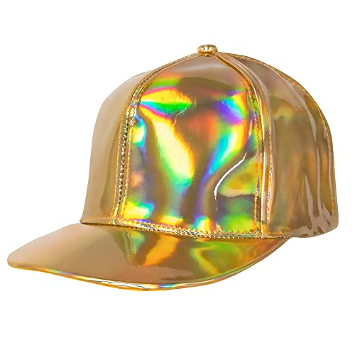 Boland 04298 - Basecap Holo, Gold, holografisch, verstellbare Größe, Cap, Kappe, Kopfbedeckung, Mütze, Rapper, Kostüm, Mottoparty, Karneval von Boland