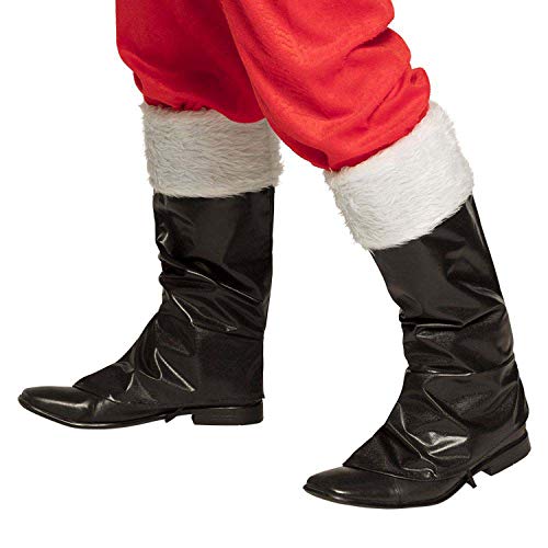 Boland 13397 - Stiefelstulpen Weihnachtsmann, schwarz-weiß, Überzieher für Schuhe und Stiefel, Nikolaus, Kostüm, Karneval, Mottoparty von Boland