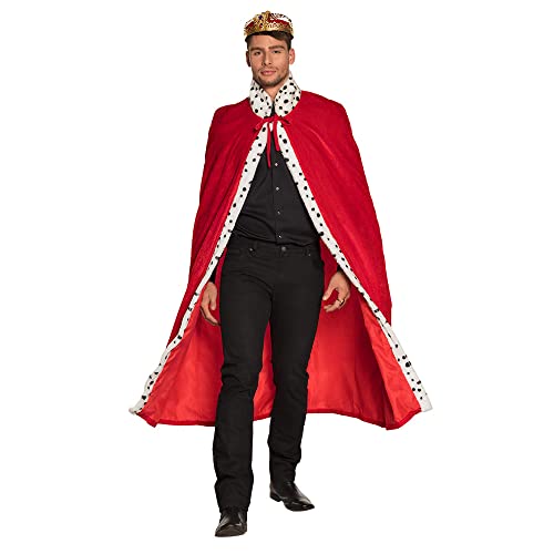 Boland 36101 - Königsmantel Deluxe, 140 cm lange Robe, rot-weiß-schwarz, gepunktetes Kunstfell, Hermelinoptik, Königshaus, Herrscher, Karneval, Halloween, Fasching, Mottoparty, Kostüm, Theater von Boland