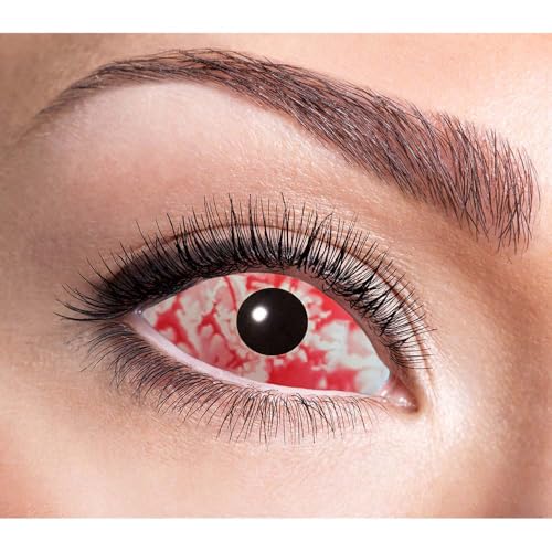 Boland 40041 - Sechs-Monatslinsen Sclera Inferno, 1 Paar weiche Kontaktlinsen, Weiß-Rot, ohne Sehstärke in PVC-Box, Accessoire, Kostüm, Karneval, Mottoparty, Halloween von Boland