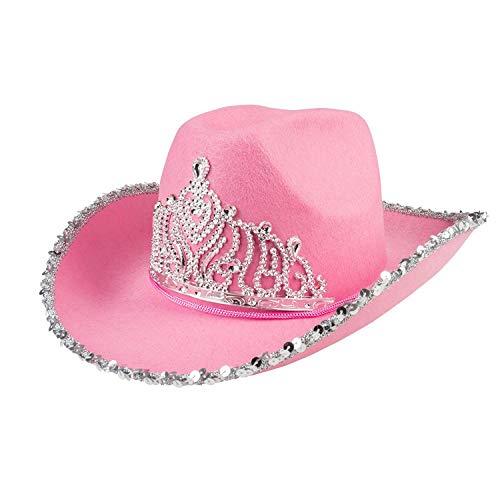 Boland 04392 - Cowboy-Hut Glimmer, Rosa-Silber, mit Verzierung, Kopfbedeckung, Accessoire, Karneval, Mottoparty, Kostüm von Boland