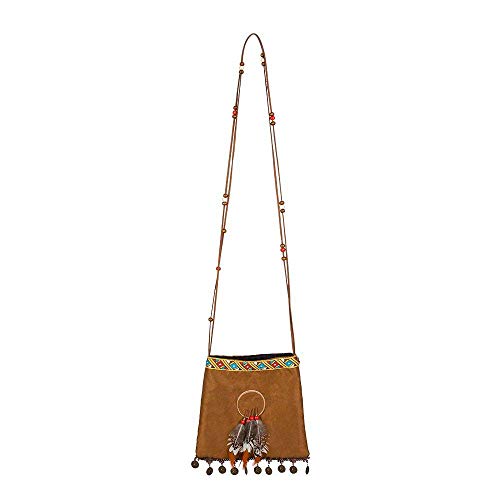 Boland 44144 - Handtasche Indianerin, Größe ca. 21 cm, Umhängetasche, Squaw, Braun, Karneval, Halloween, Mottoparty, Verkleidung von Boland