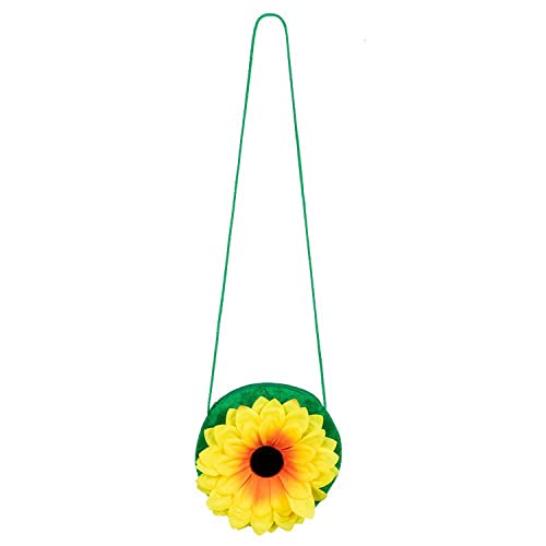 Boland 44537 - Umhänge-Tasche Sonnenblume, Größe 20 cm, mit Reißverschluss und Schulterriemen, Beutel, Flower-Power, Gärtner, Kostüm, Karneval, Mottoparty von Boland