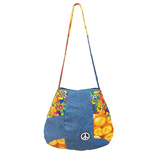 Boland 44540 - Umhängetasche Hippie, Größe 40 x 40 cm, Accessoire, Tasche, Festival, Mottoparty, Karneval von Boland