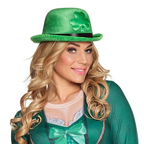 Boland 44911 - Hut Bowler Shamrock, Filz Hut mit Kleeblatt für Faschingskostüme, Kopfbedeckung für Kostüme, Karneval, St. Patricks Day, Mottoparty von Boland