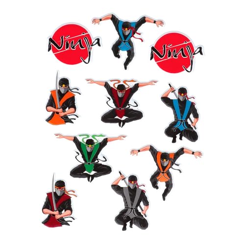 Boland 50419 - 3D Sticker Set Ninja, 4 Bogen a 10 Aufkleber für Stickeralbum, Dekoration, Geschenk Boland 50419 - 3D Sticker Set Ninja, 4 Bogen a 10 Aufkleber für Stickeralbum, Dekoration, Geschenk von Boland