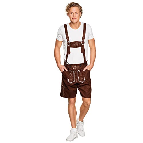 Boland 54276 - Lederhose Jan kurz, braune Hose in Lederoptik, Bayer, Tracht, Volksfest, Kostüm, Karneval, Mottoparty von Boland